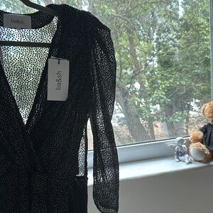 ba&sh Black Long Sleeve Dress (midi style)